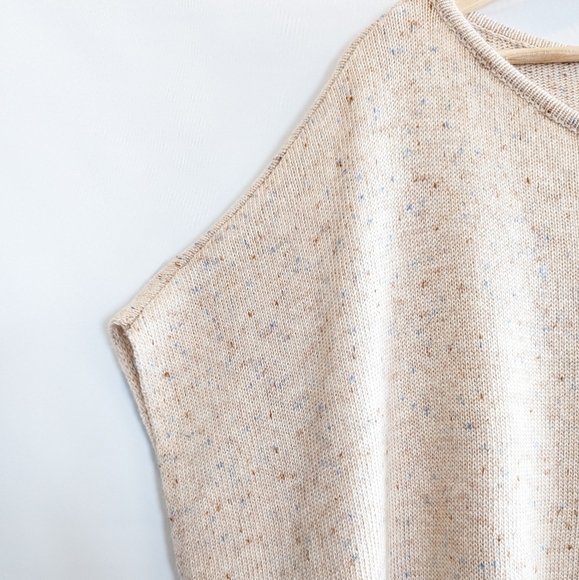 Loft Oversized Poncho Sweater XS Cream Tie Sides Speckled Knit - Picture 5 of 12